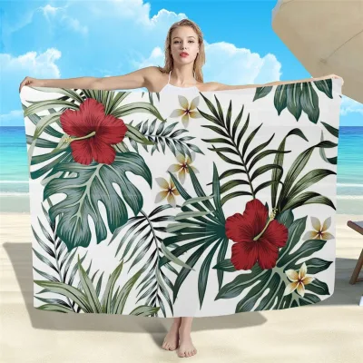 Wholesale or Dropshipping Polynesian Tribal Plumeria Floral Print Sarong for Women Custom Print Beach Wear Towel Microfiber