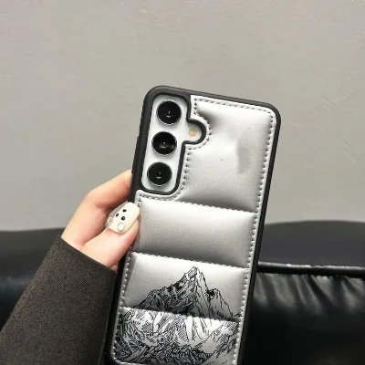 Excellent Quality Fashion Print down Jacket and Plain Design Phone Case for Samsung for Galaxy S23 Plus S22 S24 S25