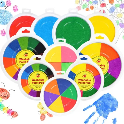 Washable Round DIY Multi Color Finger Painting Ink Pad Printing Stamp Custom Stamp Finger Ink Pad