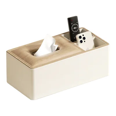Luxury Car Tissue Box Multifunctional Storage Drawer Eco-friendly Leather Customized Logo Remote Control