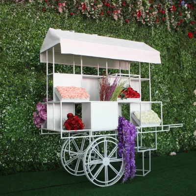 Wedding Decoration Metal Decoration Flower White Candy Cart for Wedding Party Events