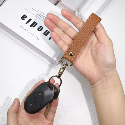 PU Leather Keychain Small Pendant Crosshatch Pattern Personalized Bag Charm Anti-loss Key Lanyard