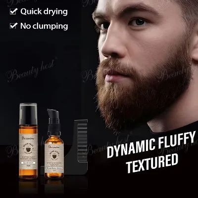 OEM/ODM Men's Beard Care Set Travel Kit Beard Wash Serum Beard Comb for Anti-Frizz and Keep in Shape