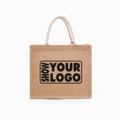 Wholesale Customizable Blank Colored Portable Jute Tote Bags Stock Eco-Friendly White Shopping Packaging Gift Beach Bag