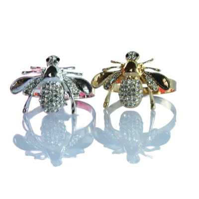 High Quality Bulk Napkin Rings Gold Bee Metal Wedding Napkin Rings