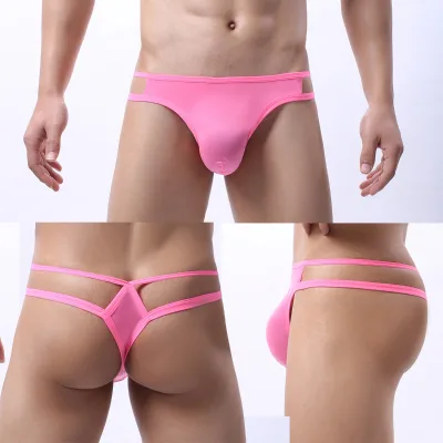 Ultra Thin Slim Fit Breathable Silky Solid Color Men's Sexy Thong Erotic Panties