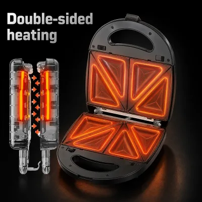 Uniform Toasting Nonstick Easy Release Dual Pocket Cool Touch Space Saving Compact Toaster Sandwich Maker for Office Pantry