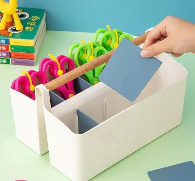 GREENSIDE Scissors Storage Box, Kindergarten Back-to-school Gift, Kids Desk Safety Tool Shelf, Art Area