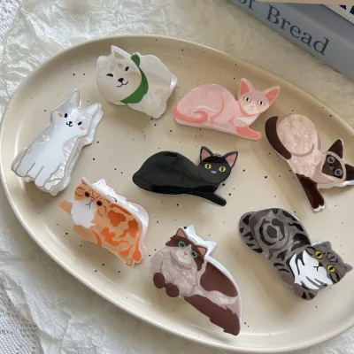 Wowei Custom Cat Animal Small Hairpins Hairgrips Hair Claw Clips for Women Girls Hair Breastpin Gift