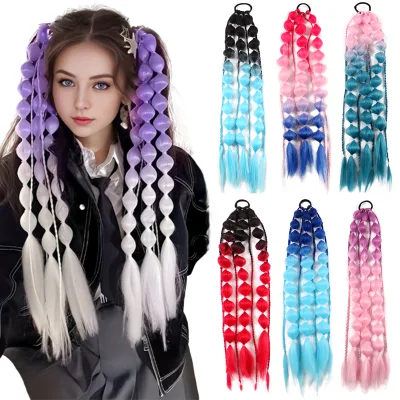 Lantern Braid Wig Women's New One-Piece Cute Bubble Hair Handmade Woven High Temperature Fiber Hair Extensions Factory Wholesale