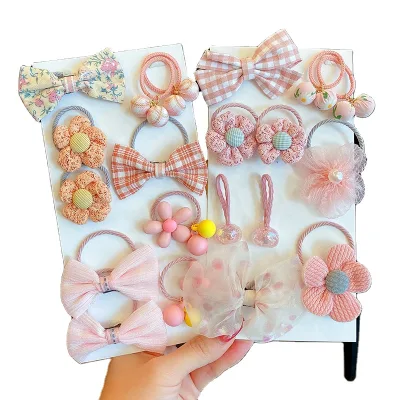 Baby Girls Cute Colors Cartoon Flower Bow Hair Bands Children Soft Scrunchies Rubber Bands Kids Hair Accessories
