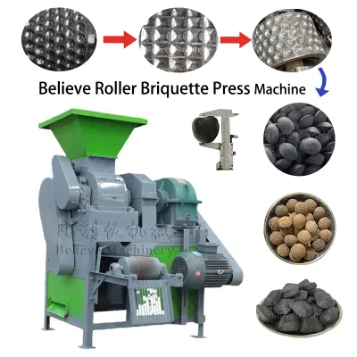 Energy-saving Smokeless BBQ Charcoal Briquette Making Machine Industrial Roller Motor 380V 1000-10000kg/h Capacity