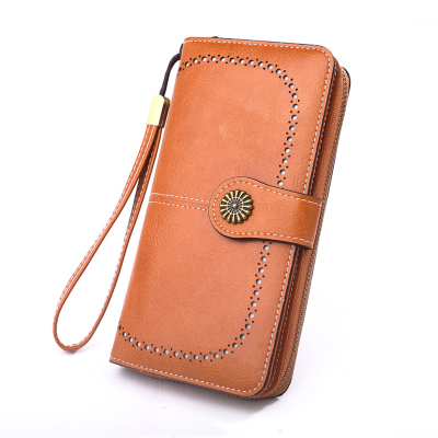 Large capacity long phone wallets for women vintage card holder wallet ladies purse multifunctional leather women wallet 2022