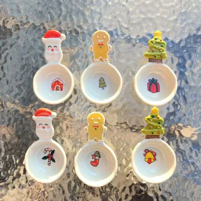 Ceramic Christmas themed Dipping bowl 2.8 INCH Hand painted Dipping dish ,plates, sauce dish Santa ,Christmas Tree design