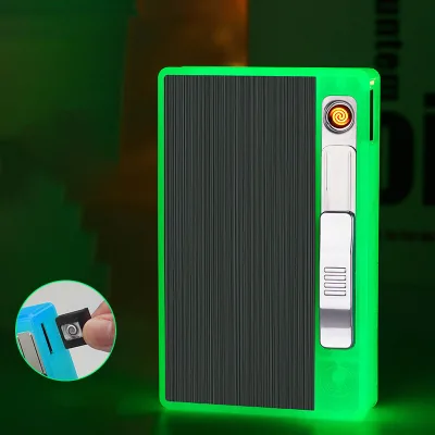 Usb Charging Custom Cigarette case Metal Pyrotechnic Integrated Cigarette Box for Hold 20 Cigarette