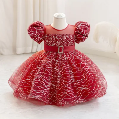 One-Piece Appliqued Ballet Princess Dress Children's Dance Practice Wear Performance Costume Tulle Skirt Flower Girl