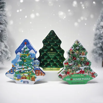 Candy Tree House Pudding Jar with Christmas Candles Tin Metal for Food Storage for Chocolate and Sugar Elegant Cookie Jar