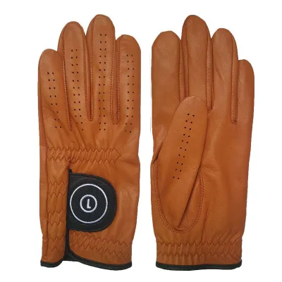 Super Soft Brown Color Premium Cabretta Leather Golf Gloves