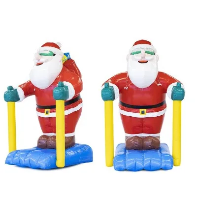 Customizable Size Inflatable Santa Claus Wearing Backpack and Glasses Skiing for Decoration