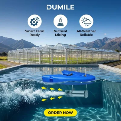DUMILE 3HP Low Water Disturbance Submersible Push Aerator Gentle Water Flow Prevent Panic of Juvenile Prawn and Fish Fry
