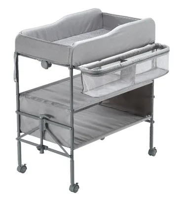 Commercial Custom Baby Changing Station Cart, Large Storage Foldable Infant Diaper Care Table with Side Mesh Pockets