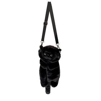 Customized Purse Doll Bag Lifelike Stuffed Cat Plush Cat Shaped Purse - Black Crossbody Shoulder Bag Stuffed Animals Backpack