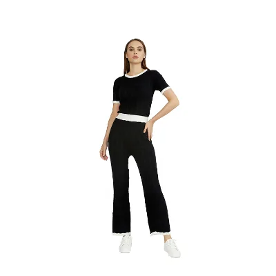 KD Sweater Manufacturer Custom OEM ODM Wholesale Women Breathable Thin Lace Trousers Knitted Pencil Ladies Trousers