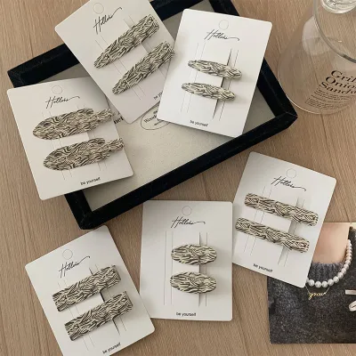Vintage Style Leopard Printing Metal Hair Clips for Women Fancy Geometric Alloy Hair Pins