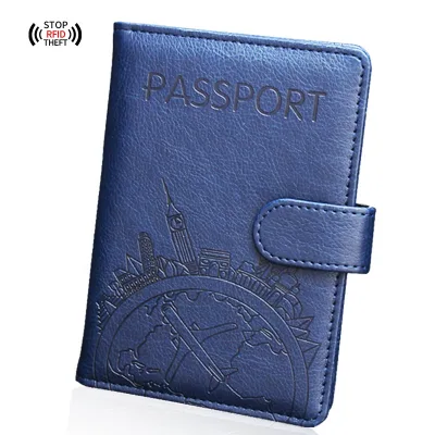 Custom Passport Holder Wallets Antimgnetic RFID Blocking Passport Cover With Magnetic Buckle for Ticket and Card Slot