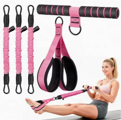 Latex 3-Piece Heavy Duty Multifunction Eco-Friendly Waterproof Foot Ankle Puller Fitness Resistance Band Set for Strength