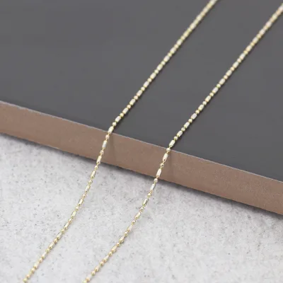 GP 1.8mm 14k Bead and bar Chain AU585 Permanent Jewelry Chains Pure Solid Bead & Bar Ball and Bar Thin Chain Wholesale