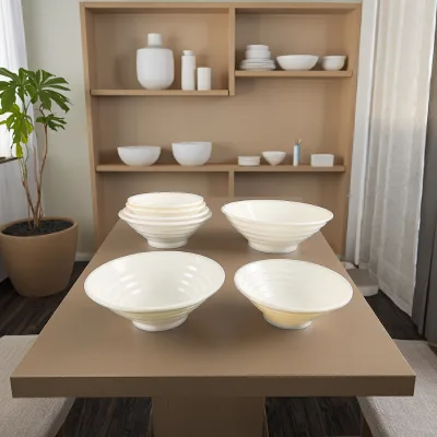 Factory Wholesale Foodsafe Large Soup & Noodle Bowl Household Melamine Ceramic Fast Restaurant Famous Imitating Ceramic Bowl
