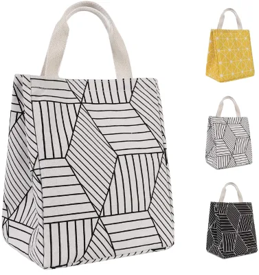 Hot Selling Portable Reusable Letter Pattern Insulated Waterproof Foldable Backpack Lunch Bag for Women