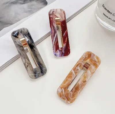 Small No Crease Hair Clips Large Alligator Hairpin Square Hollow Out Accessory Glitter Acrylic No Bend Seamless Hair Clip