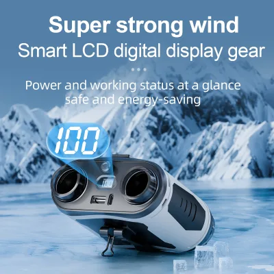 Multi-functional 100-Speed 6000mAh Portable Turbo Fan Hands-Free Flashlight Mini Cooling Personal Wearable Waist Fan with Clip