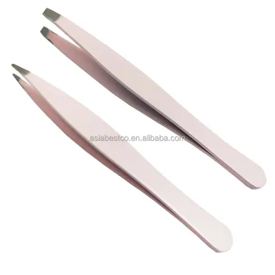 Custom Logo Stainless Steel Eyebrow Tweezers Facial Point Slant Beauty Eyelash Eyebrow Tweezers