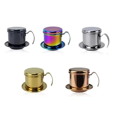 Vietnamese Drip Coffee Filter Pot Hand-Brewed Stainless Steel Coffee Pot for Camping and Traveling