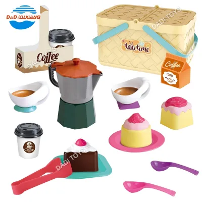 Cheap Plastic Outdoor Lunch Box Pretend Play Picnic Basket Toy Dessert, Children Afternoon Storage Tea Party Kitchen Play Set