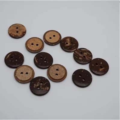 New Customizable Two-Hole Coconut Shell Buttons Natural Pastoral Curry Color for Bohemian Clothing