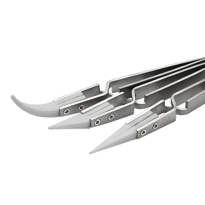 Stainless steel reverse cross ceramic tweezers