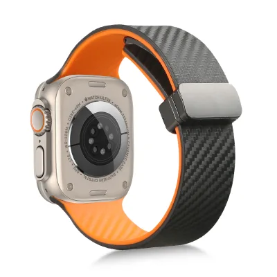 Best Selling Luxury Double Color Carbon Fiber Watch Strap Magnetic Buckle Watch Band for Smart Watch 38/40/41mm 42/44/45/49mm