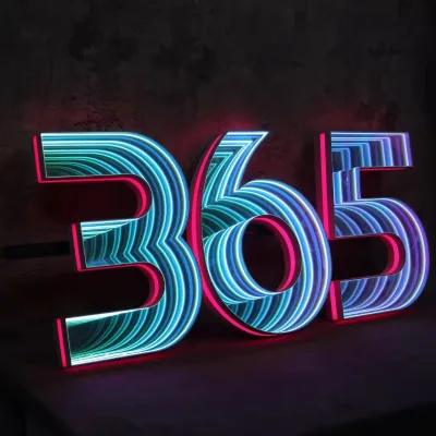Abyss Infinity Mirror Sign Acrylic LED Neon with Channel for Interior Decoration