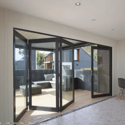 Chinese Factory Modern Simple Design Waterproof Aluminium Patio Accordion Bi-folding Glass Door