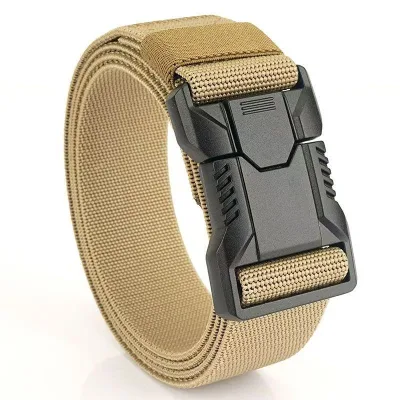 Elastic Thick Webbing Tape New Tactical Belt Metal Quick Release Buckle Adjustable Outdoor Exercise Men's Golf Nylon Stron Belt