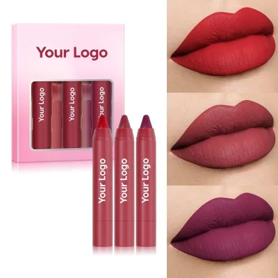 NEW Arrival High Pigment Private Label Velvet Matte Crayon Lipstick Waterproof Long Lasting Red Pigment Vegan Lipstick Pen