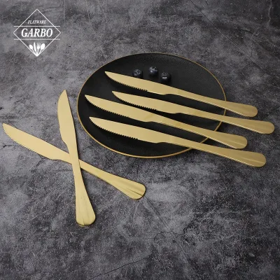 Luxury Gold Dinner Knives Set for Wedding Parties 6-Piece Stainless Steel 304ss Custom Plated Luxurious 304ss Dinner Knife