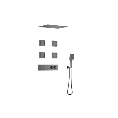 Luxury Constant Temperature Concealed Shower System Gun Gray Concealed Shower Mixers Shower Faucet Set