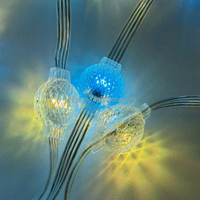 Waterproof PCB+PC Body 12V 3D Hanging Crystal Magic 23mm Smart Pixel Ball Light Break Point Continuous LED Technology Hotel Use