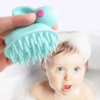 Baby Bath Brush, Silicone Hair & Body Scrubber for Shampoo, Lather and Massage, Ideal for Newborn Bathing