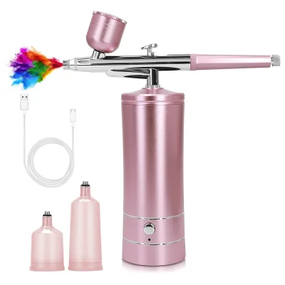 Portable Cordless Air Brush with Removable Paint Cup Airbrush Air Compressor for Barbers Makeup Nails Cake Decoration